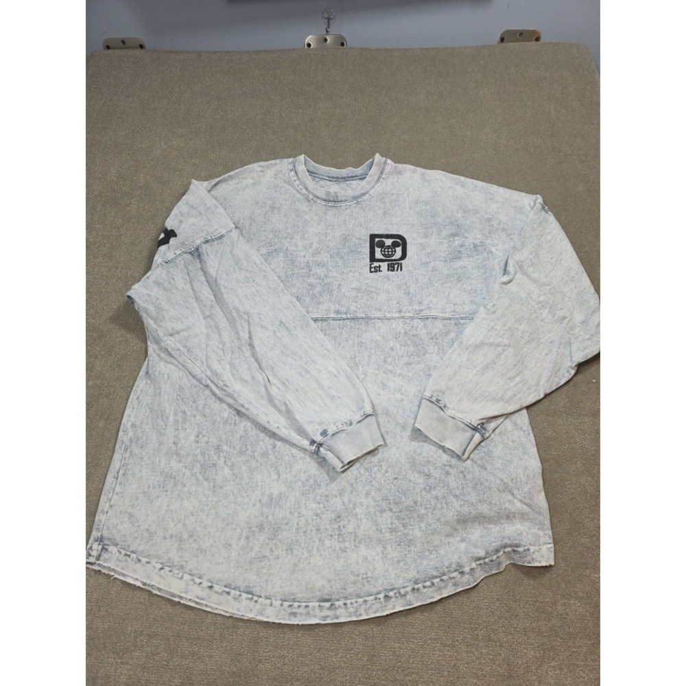 Disney Parks Walt Disney World Spirit Jersey Acid Wash Denim‎ Shirt Size M
